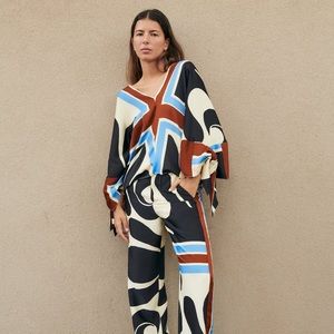 Printed Wide Leg Pants